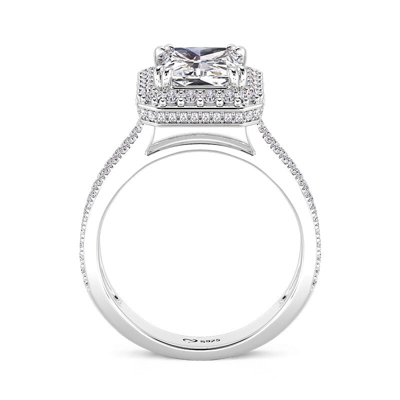 Jeulia Bague de Fiançailles à Halo Pavé Coupe Rectangulaire