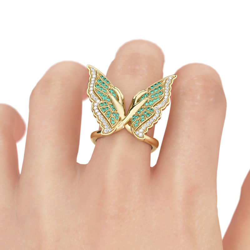 Jeulia Butterfly Sterling Silver Cocktail Ring