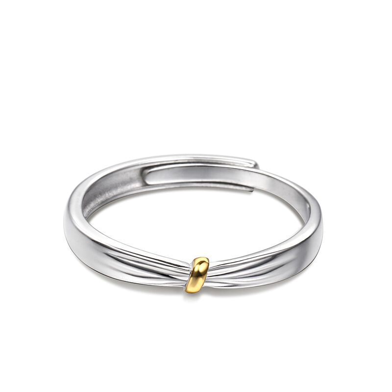 Jeulia "Lover Knot" Two Tone Adjustable Sterling Silver Women's Band