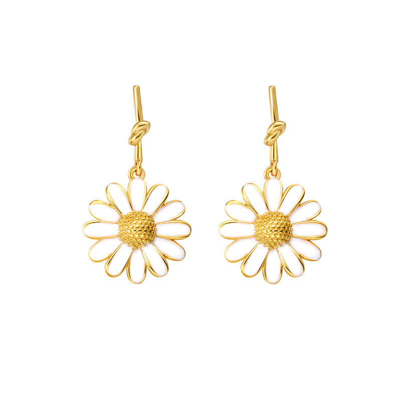 Jeulia "Small Daisy" Knot Design Sterling Silver Earrings