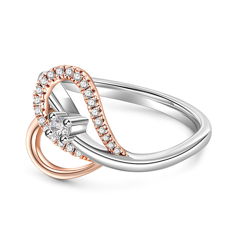 Jeulia Simple Infinite Heart Ring Two Tone Sterling Silver