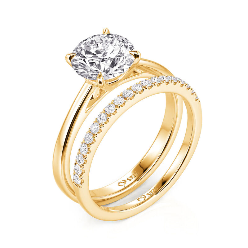 Jeulia Classic Round Cut Sterling Silver Ring Set