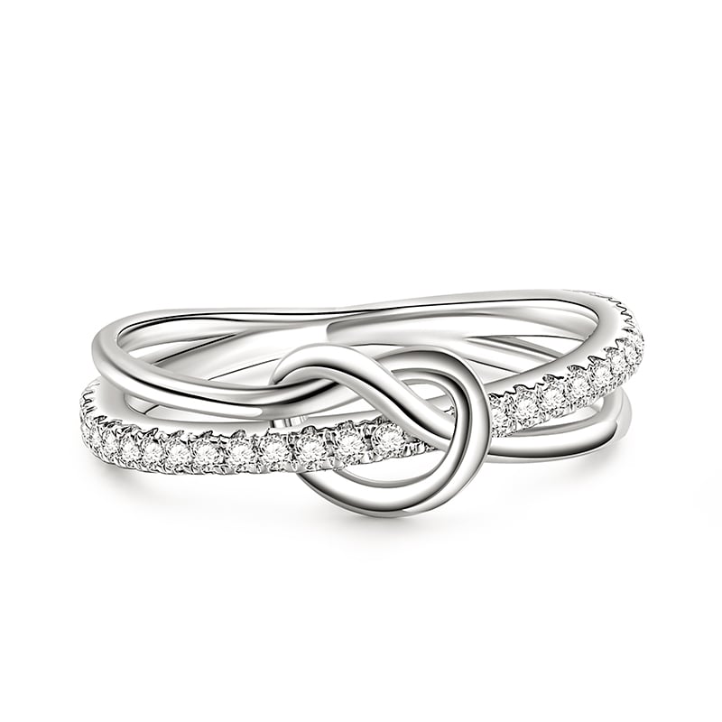 Jeulia Double Band Knot Sterling Silver Ring