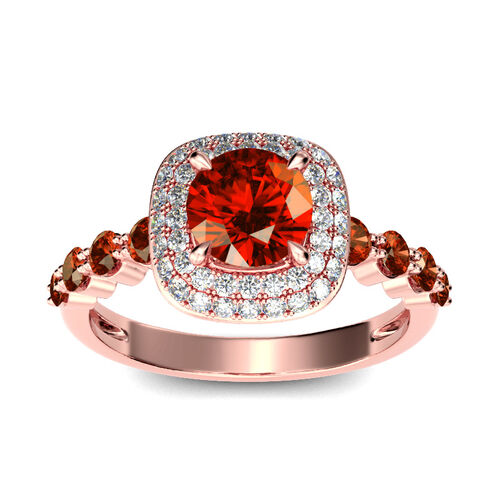 Jeulia Ruby Rings Jeulia Halo Round Cut Sterling Silver Ring - Jeulia Jewelry