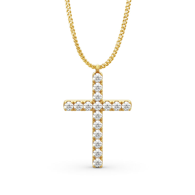 Jeulia Cross Design Round Cut Sterling Silver Men's Necklace
