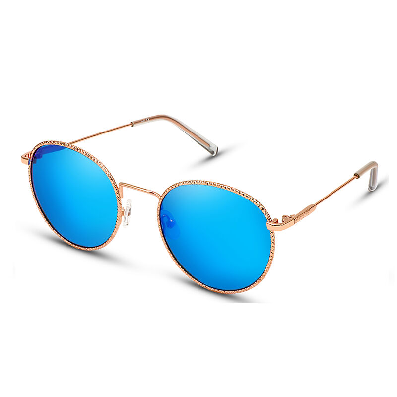 Jeulia "Flashlight" Okulary przeciwsłoneczne damskie okrągłe niebieskie lustrzane
