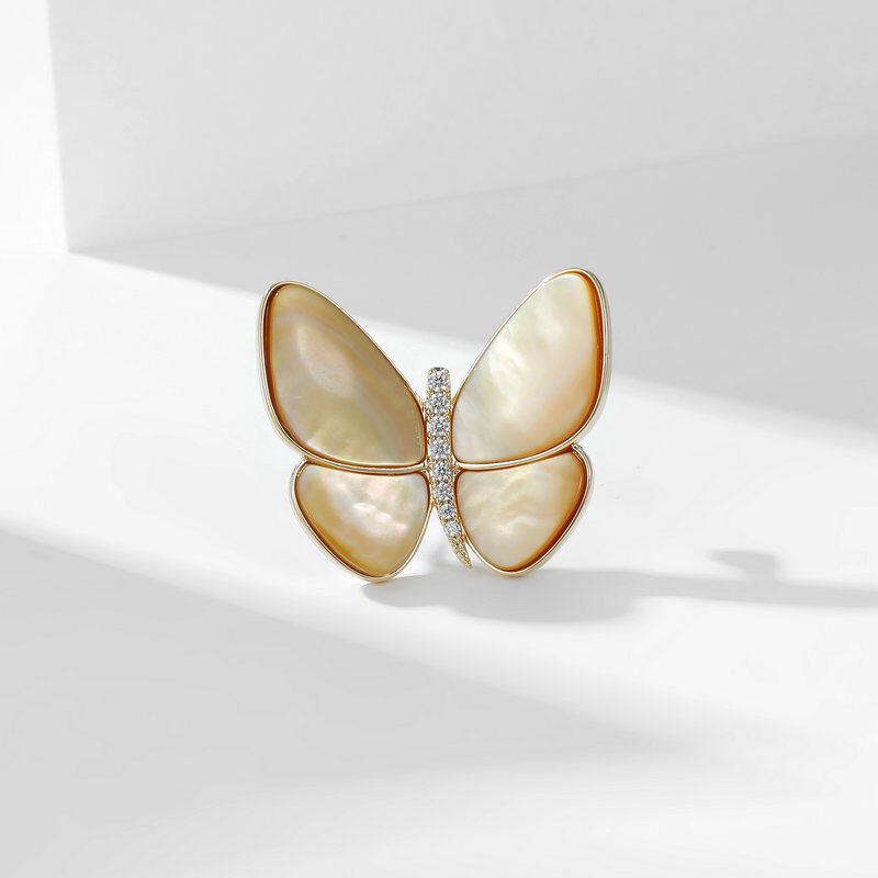 Jeulia Butterfly Copper Mother of Pearl Brooch