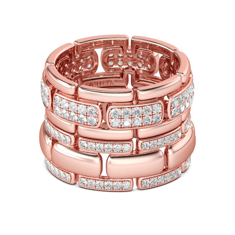 Jeulia Art Deco Round Cut Sterling Silver Band Set