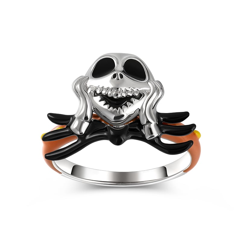 Jeulia "Get Released" Skull Enamel Sterling Silver Ring
