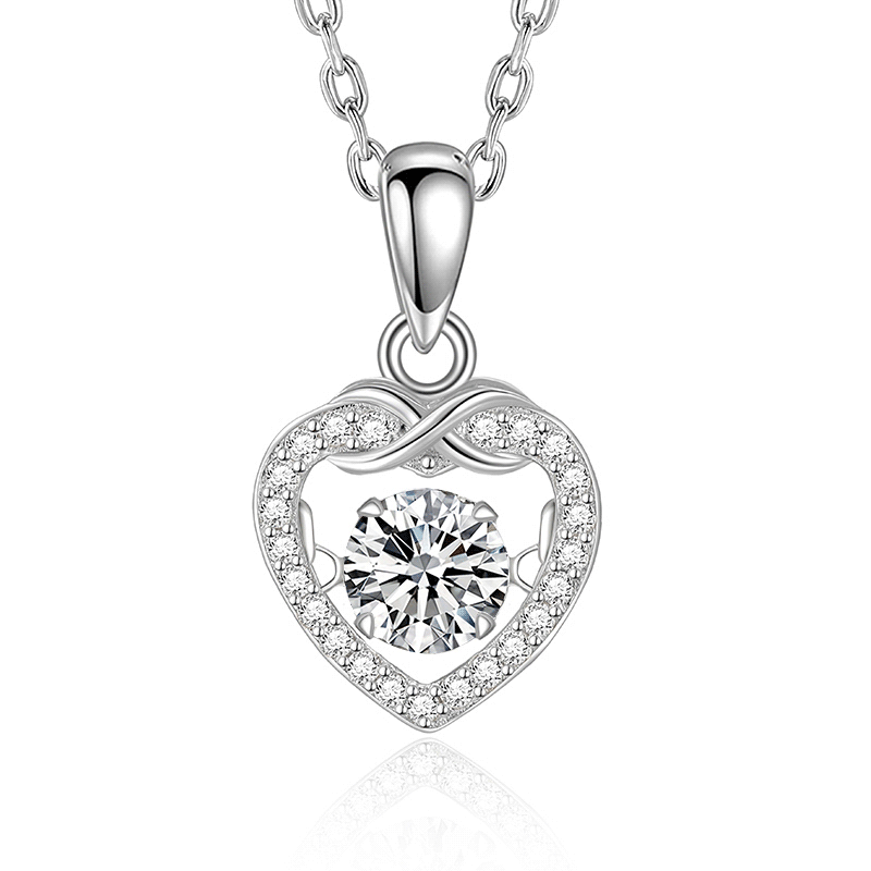 Jeulia Halo Infinite Heart Necklace with Dancing Stone