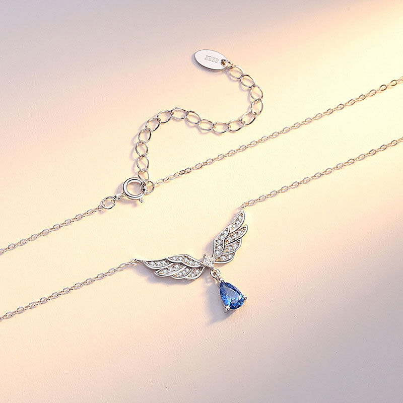 Jeulia Angel Wings Pear Cut Sterling Silver Necklace