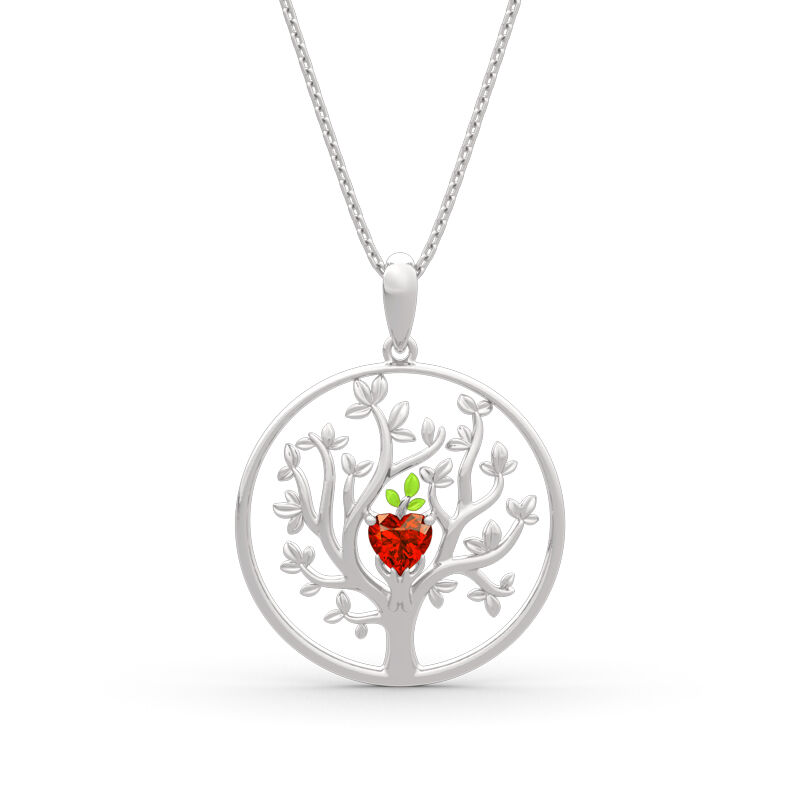 Jeulia "Tree of Life" Heart Cut Sterling Silver Necklace
