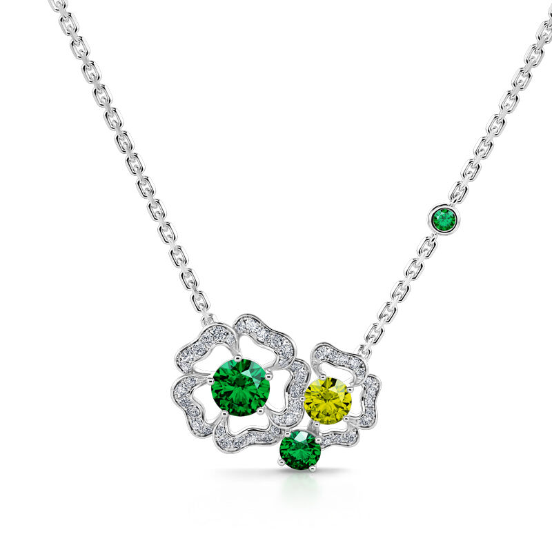 Jeulia "Desire of Love" Flowers Round Cut Sterling Silver Necklace
