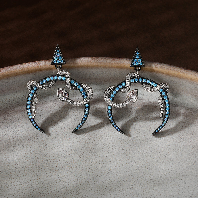 Jeulia "Interwoven Snake with Crescent" Sterling Silver Jewelry Set