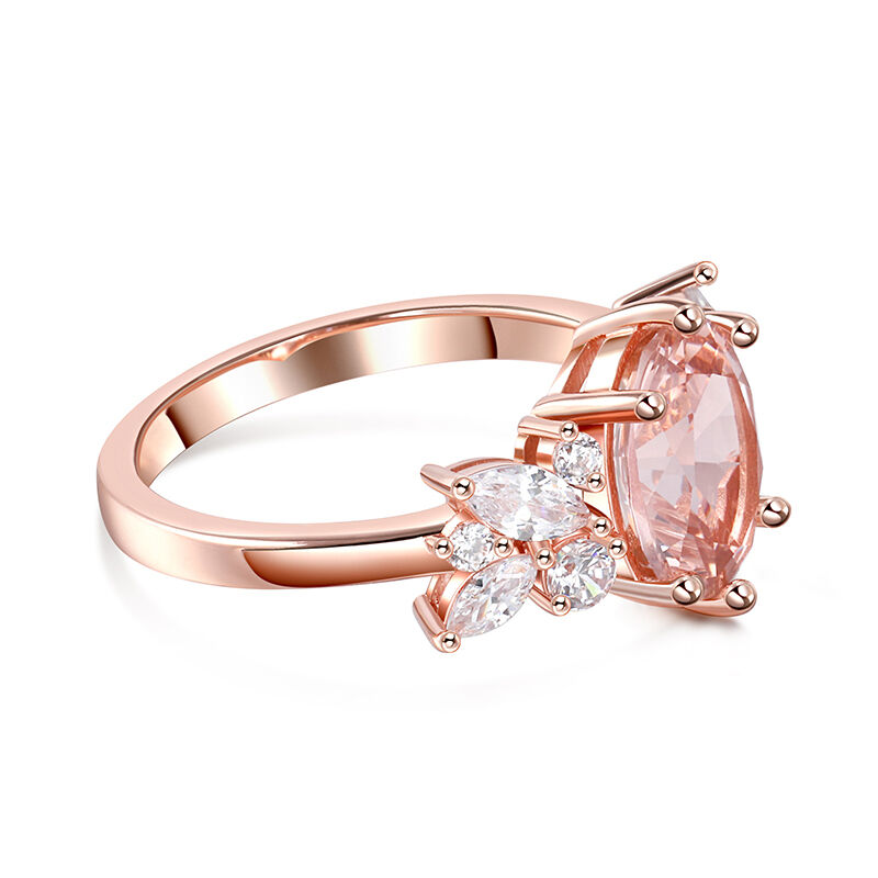 Jeulia Cluster Oval Cut Synthetic Morganite Sterling Silver Ring