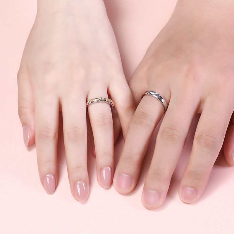 Jeulia Simple Bravery and Beauty Couple Rings Sterling Silver