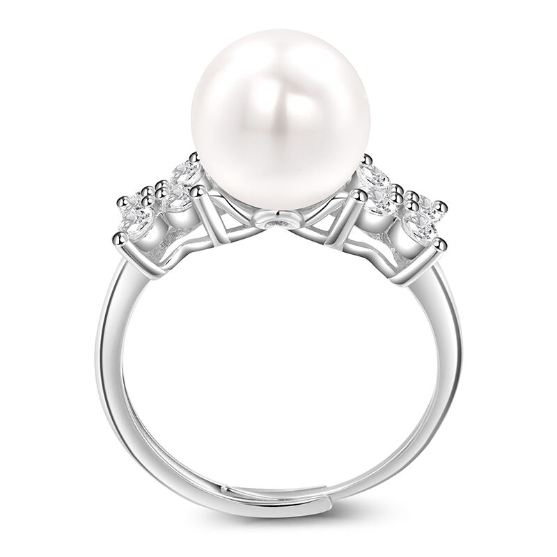 Jeulia Classic Four Leaf Clover Pearl Promise Ring Adjustable