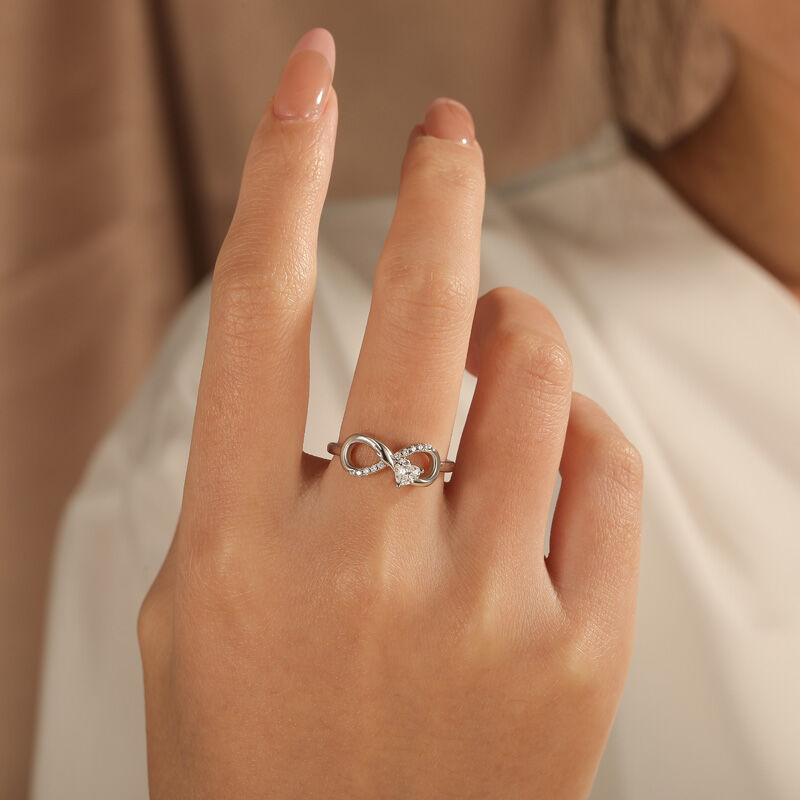 Jeulia Infinity Heart Wedding Ring Angel Wings Sterling Silver