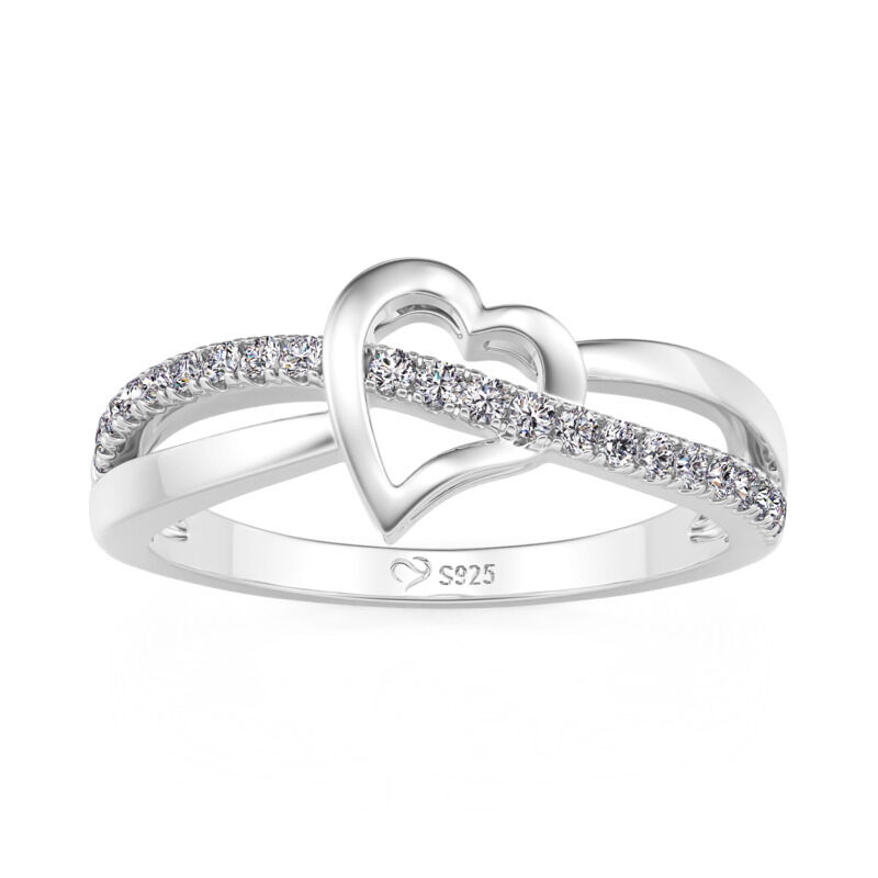 Jeulia Bague Cœur Croisée pour Femmes en Argent Sterling