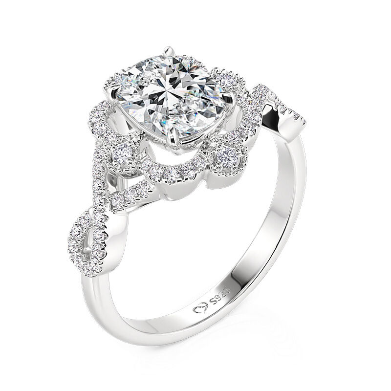 Jeulia Bague de Fiançailles Coussin Allongé à Symétrie Twist