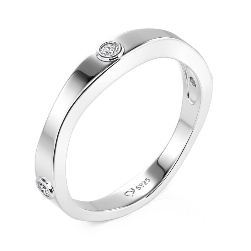 Jeulia Anillo de Boda Solitario Clásico para Hombres de Plata de Ley