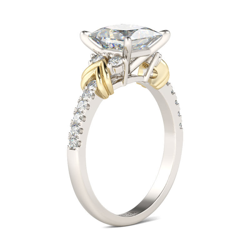 Jeulia Two Tone Heart Design Princess Cut Sterling Silver Ring