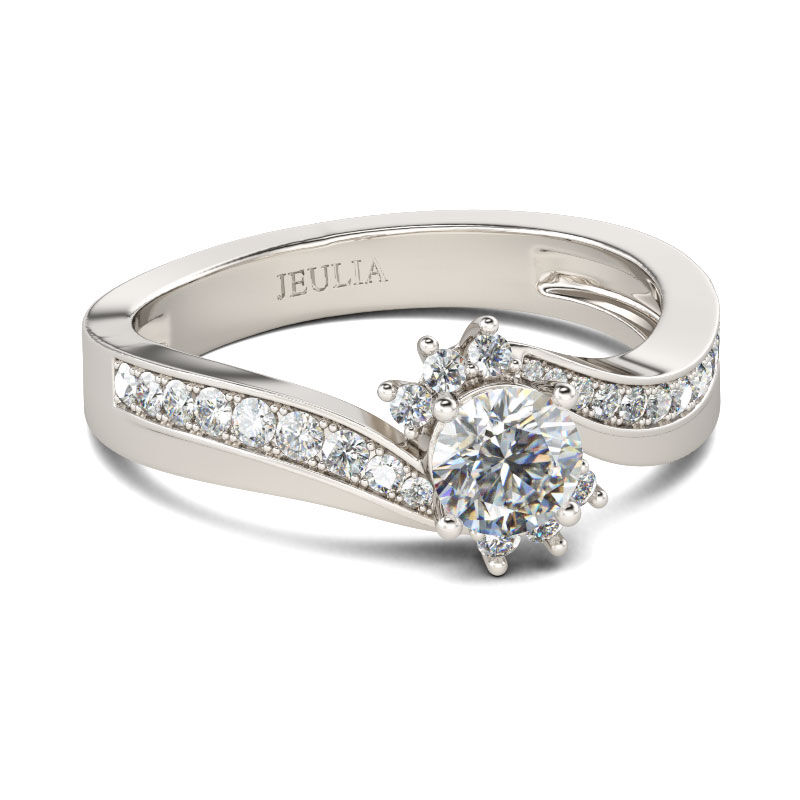 Jeulia Bypass Round Cut Sterling Silver Ring
