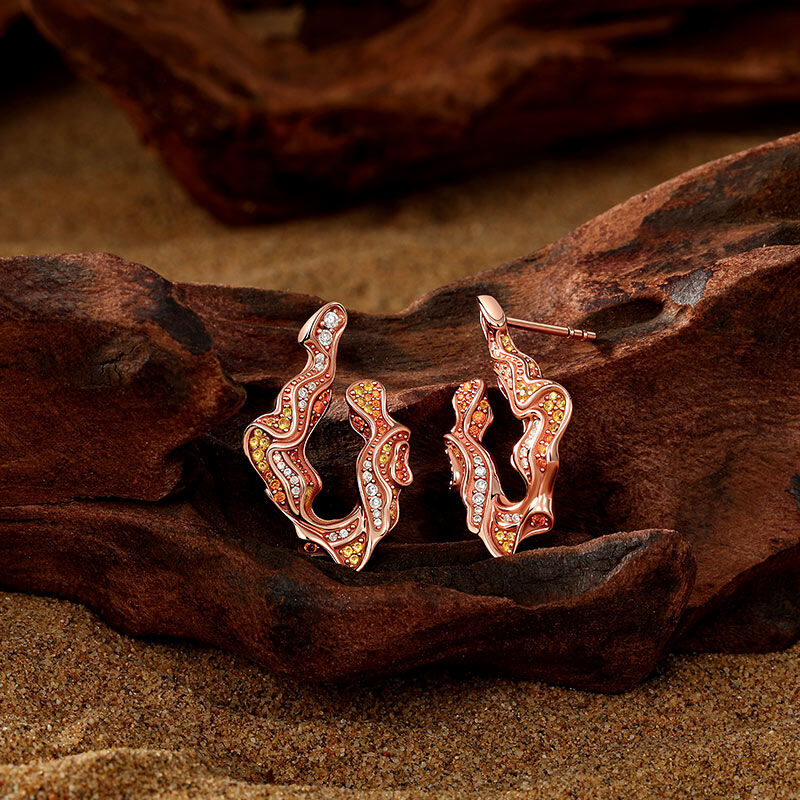 Jeulia x Leyla "Sunset Desert" Roséguldiga Oregelbundna Droppörhängen i Sterling Silver