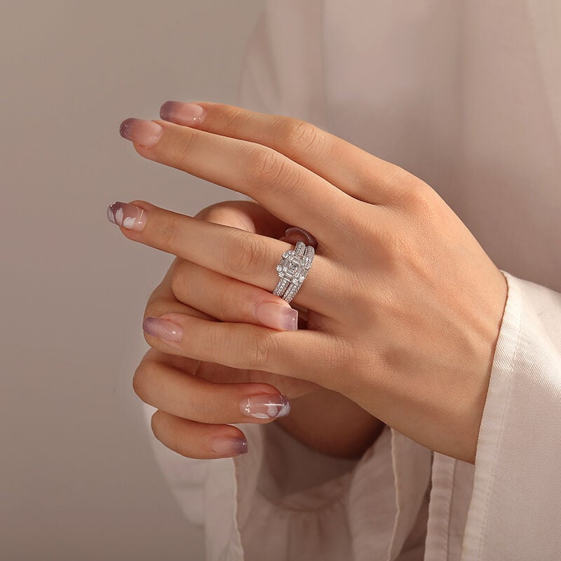 Jeulia Special Square Eternity Ring Set 2PCS