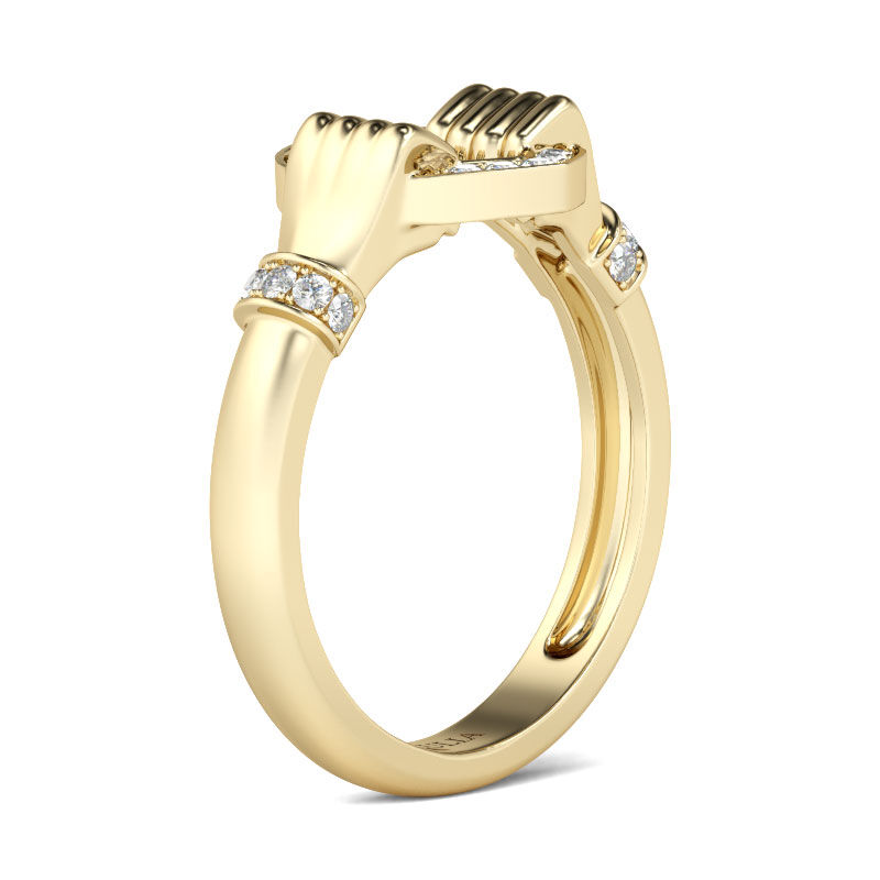 Jeulia Gold Tone Heart Design Sterling Silver Cocktail Ring
