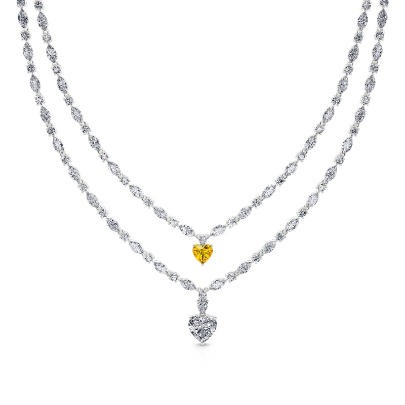 Jeulia "Endless Love" Double Layer Heart Cut Sterling Silver Necklace