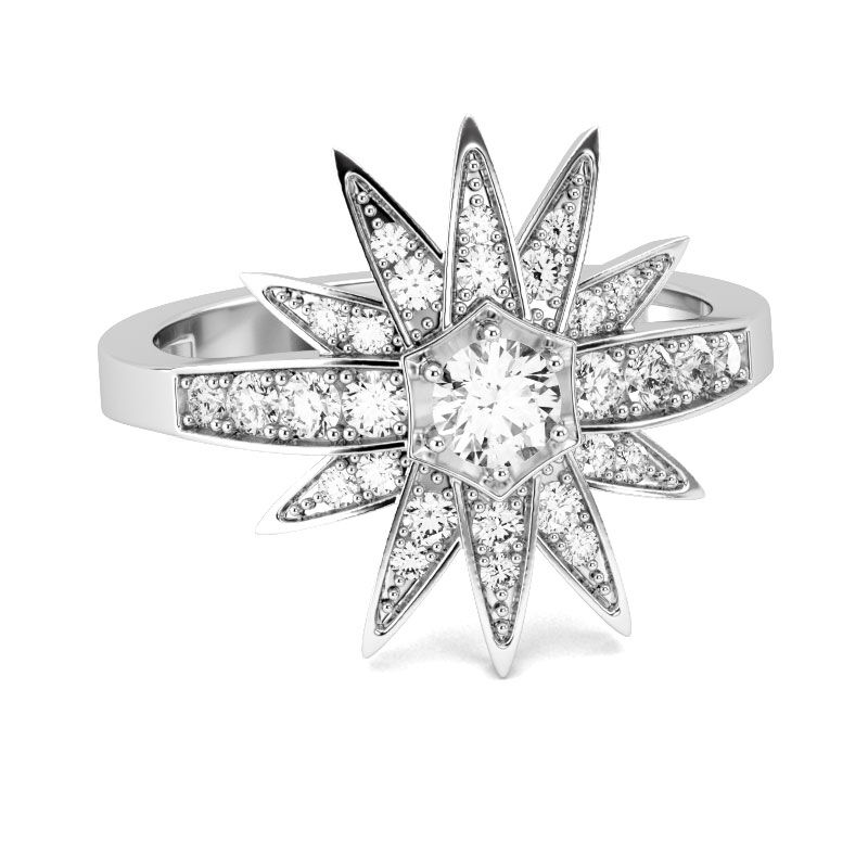 Jeulia Stern Design Rundschliff Sterling Silber Ring