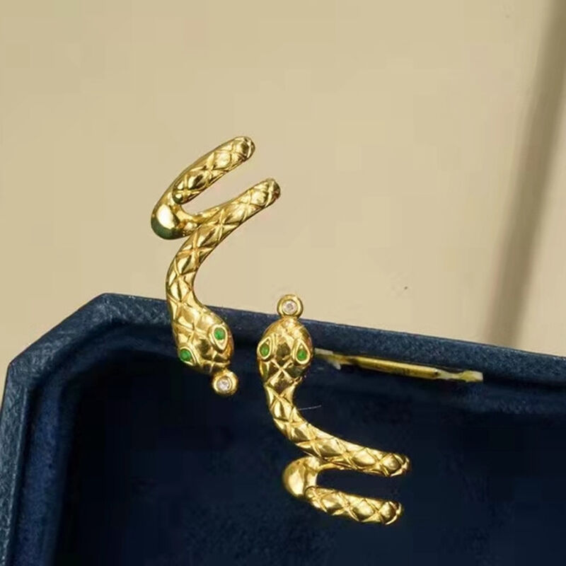 Jeulia Snake Design Sterling Silver Stud Earrings