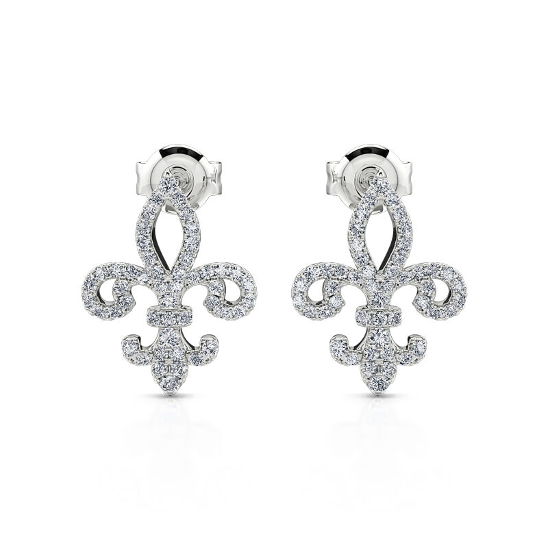 Jeulia Fleur-de-lis Sterling Silver Stud Earrings