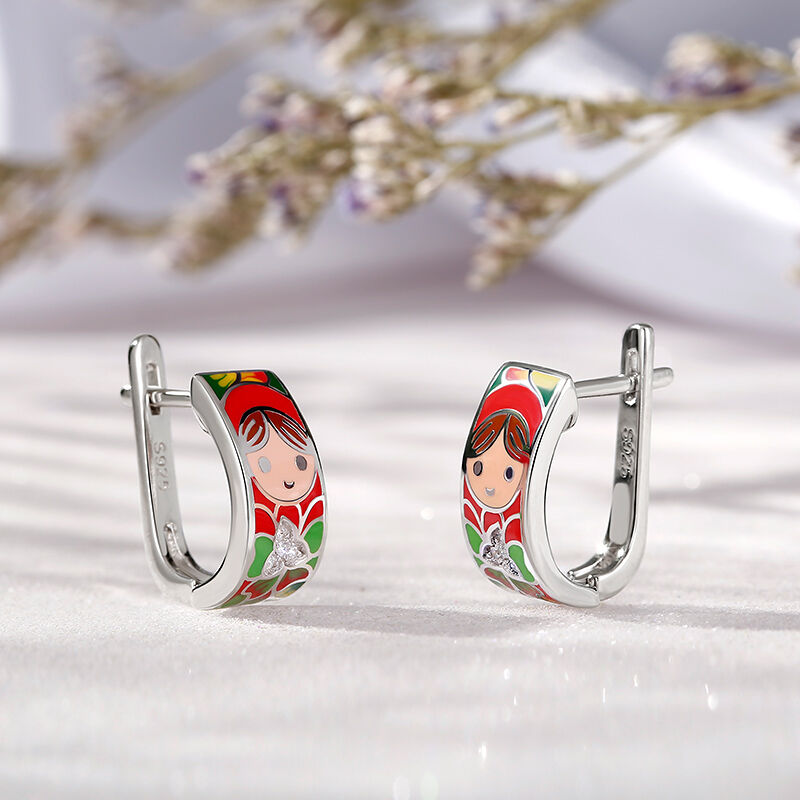 Jeulia "Make a Smile" Enamel Sterling Silver Jewelry Set