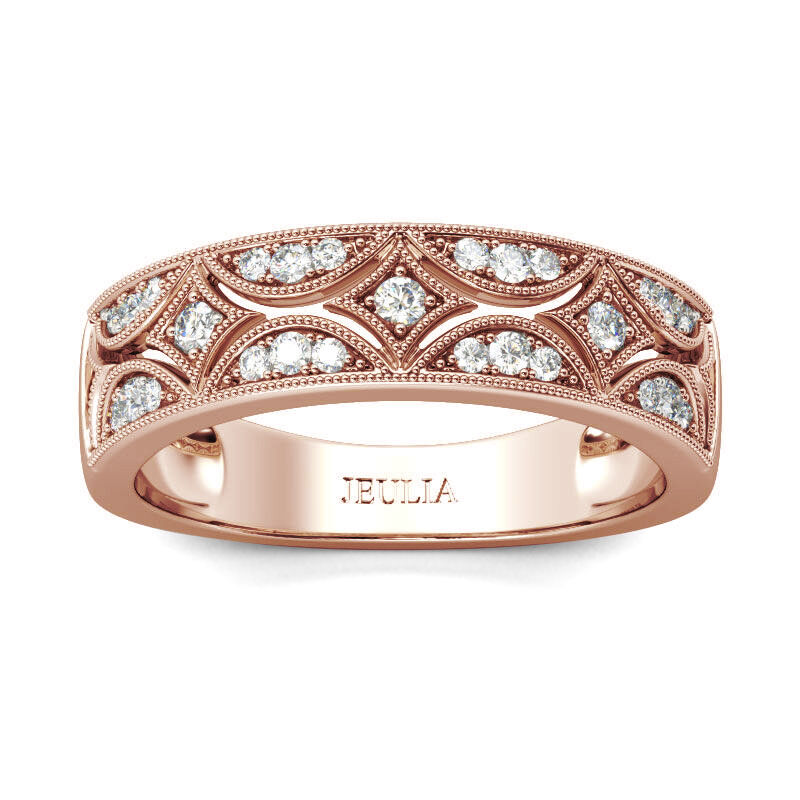Jeulia Milgrain cinturino da donna in argento sterling a taglio rotondo