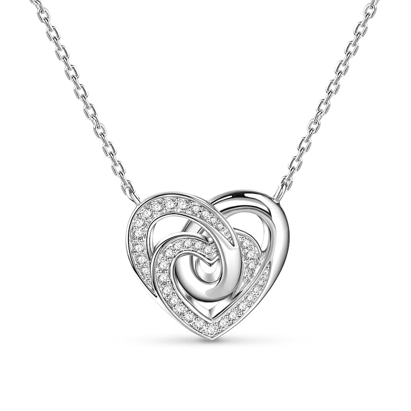 Jeulia Heart-Shaped Intertwined Design Sterling Silver Necklace