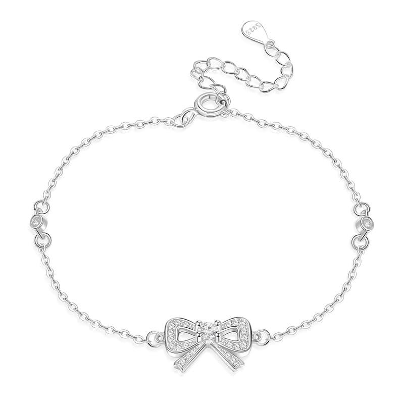 Jeulia Simple Bow Bracelet Sterling Silver