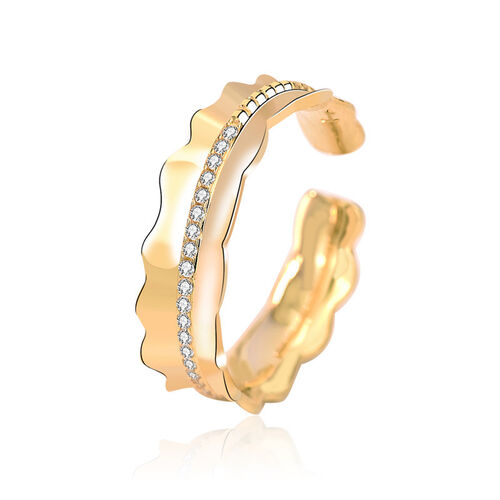 Jeulia Irregular Design Round Cut Sterling Silver Adjustable Open Ring