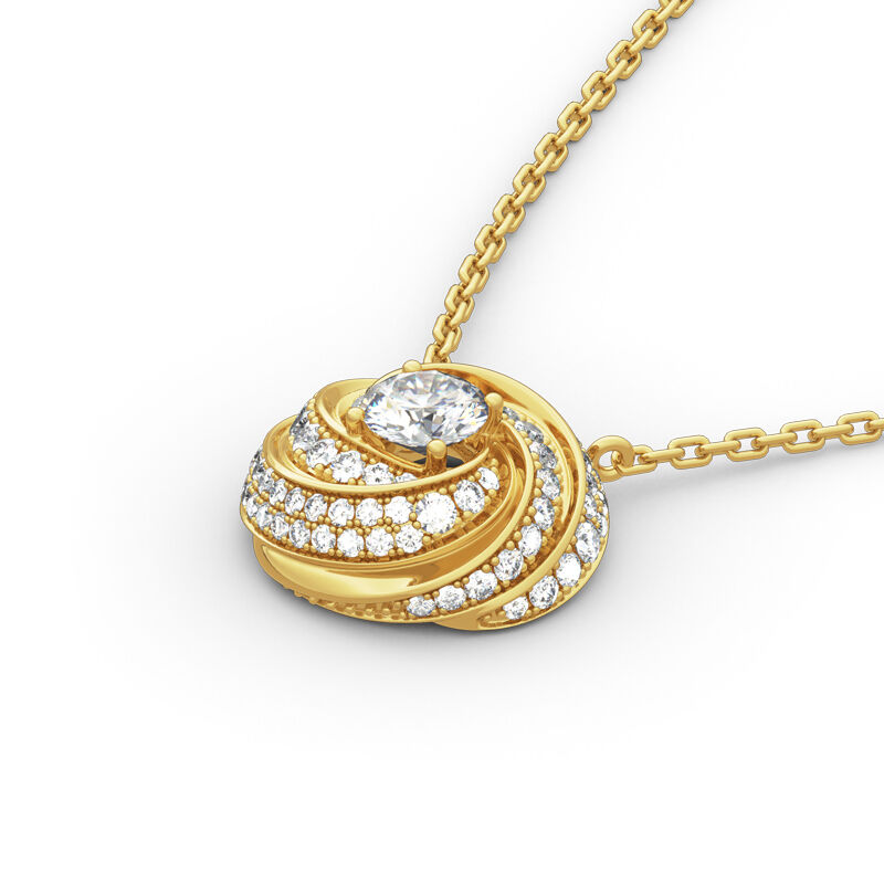 Jeulia Spiral Design Round Cut Sterling Silver Necklace