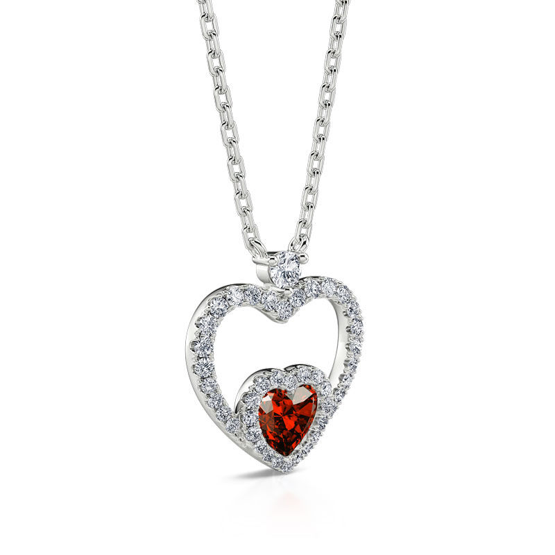 Jeulia "Brilliance Love" Heart Cut Sterling Silver Necklace