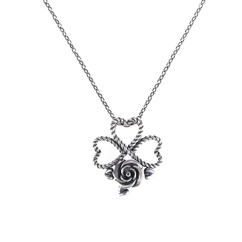 Jeulia Conjunto de joyas de plata 925 con forma de corazón y roseta