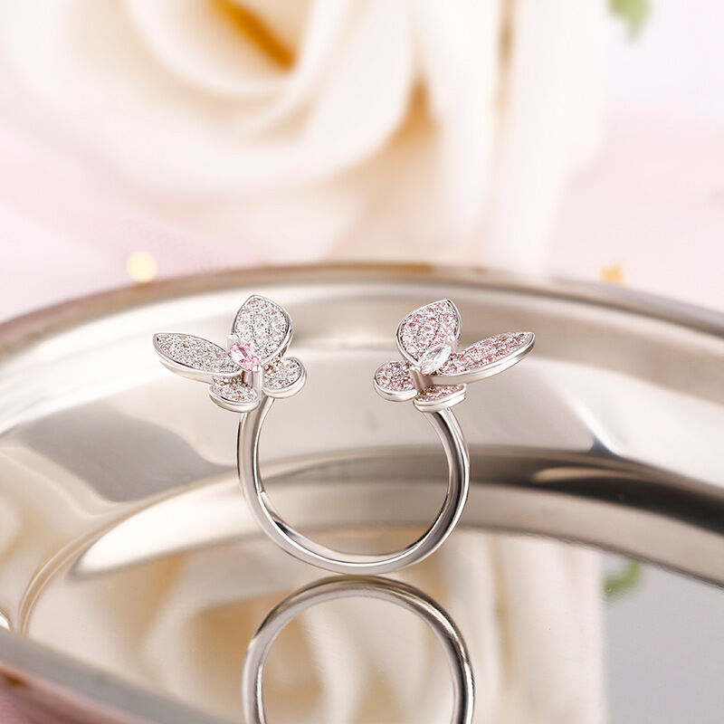 Jeulia "Spring is Coming" Two Butterfly Sterling Silver Jewelry Set
