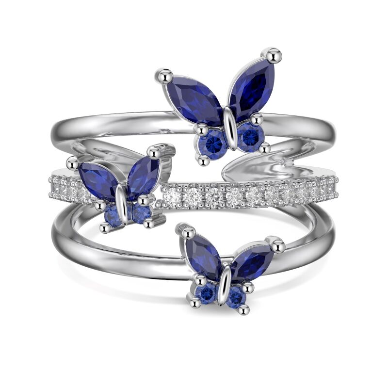 Jeulia "Natural Beauty" Butterfly Design Sterling Silver Open Ring