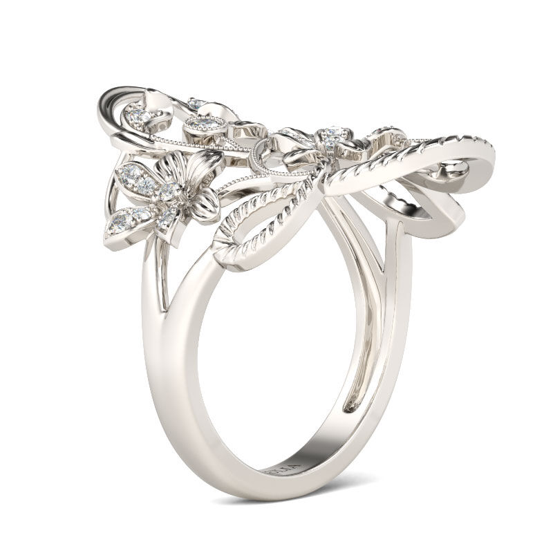 Jeulia Floral Rope Round Cut Sterling Silver Ring