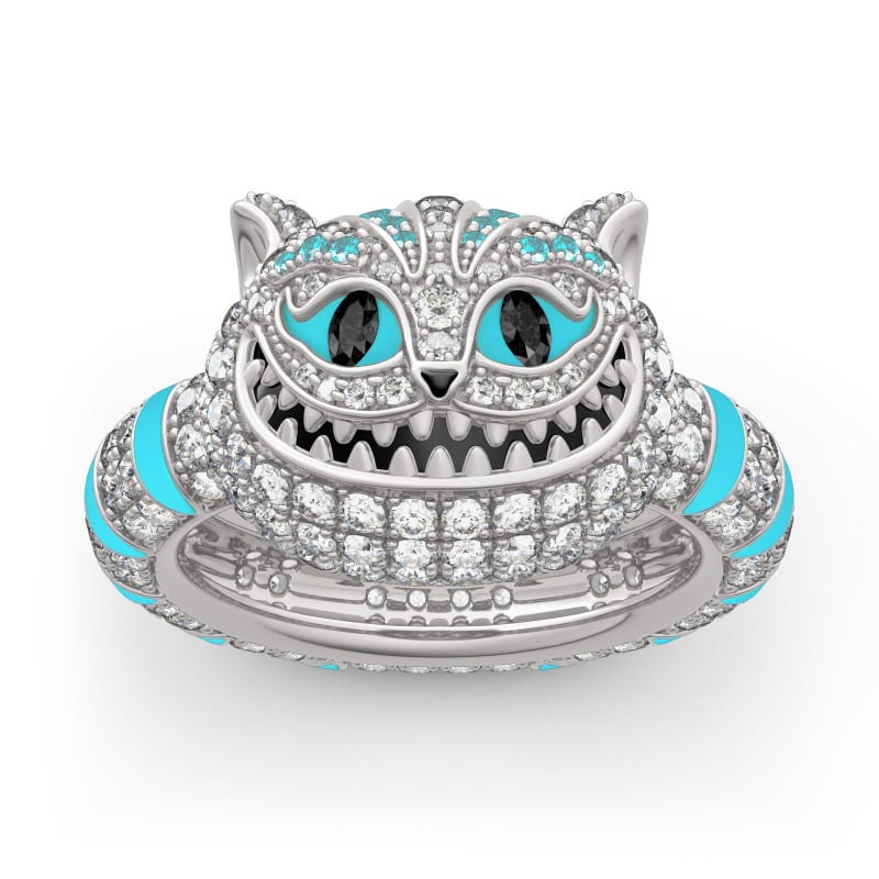 Jeulia "Appear and Disappear at Will" Cat Sterling Silver Enamel Ring