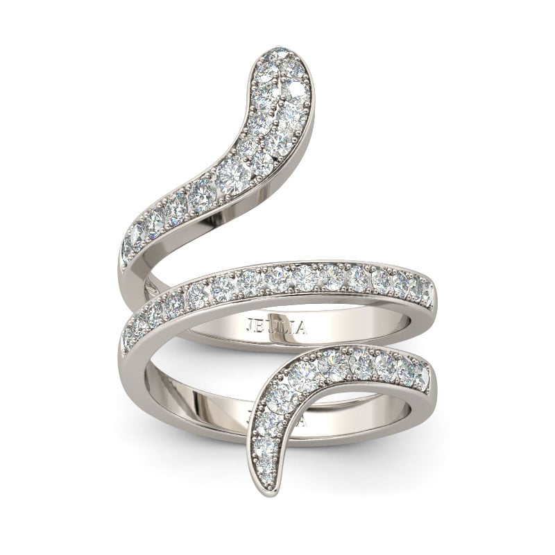 Jeulia Snake Shape Sterling Silver Cocktail Ring