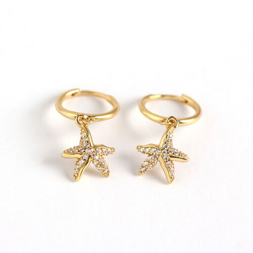 Jeulia Starfish Round Cut Sterling Silver Drop Earrings