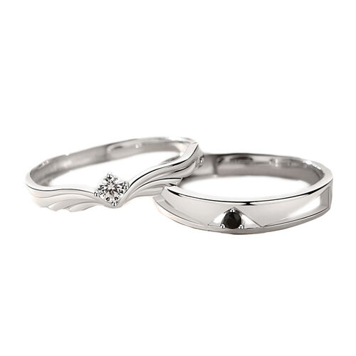 Jeulia Crown Promise Adjustable Sterling Silver Couple Rings