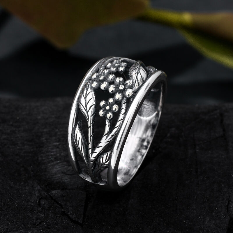 Jeulia "Flowers with Branches" Sterling Silver Ring
